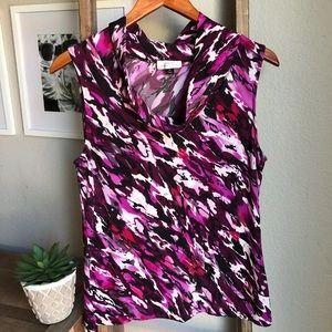 Tahari Women’s Sleeveless Blouse scoop neck